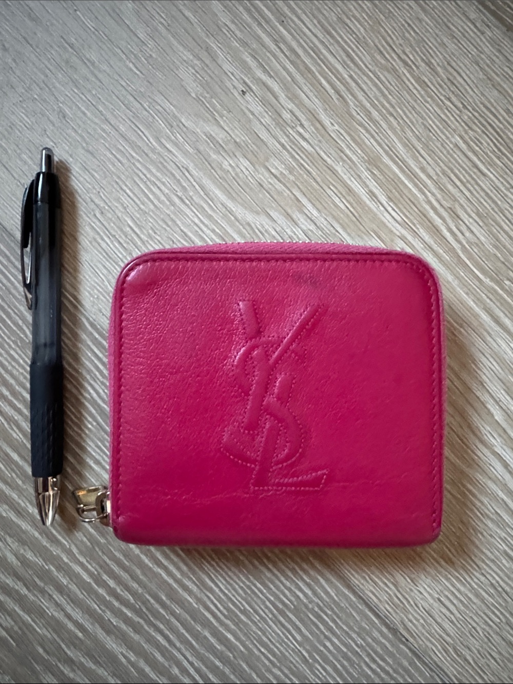 Yves Saint Laurent Pink Leather Zip Wallet